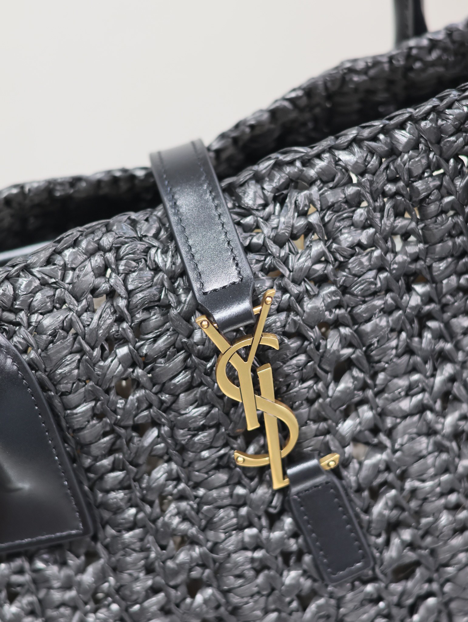 Saint Laurent Woven Raffia Tote Bag