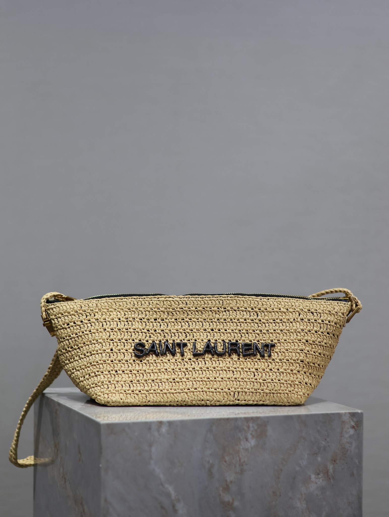 Saint Laurent Raffia Woven Crossbody Bag