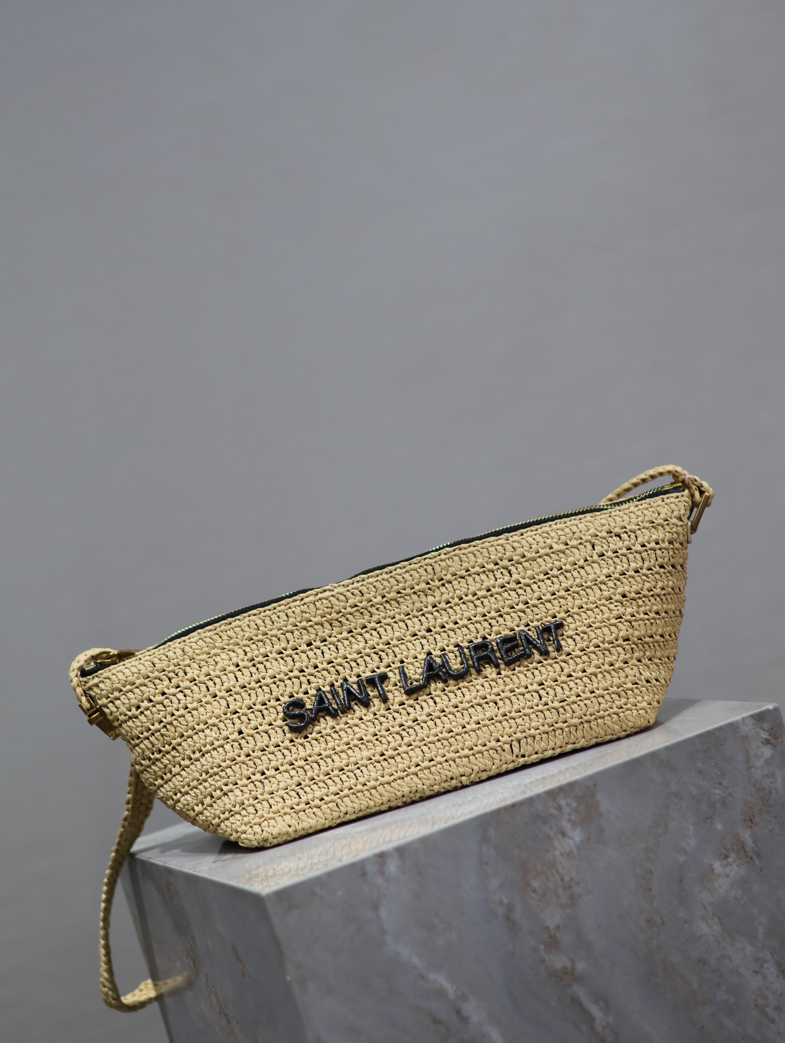 Saint Laurent Raffia Woven Crossbody Bag