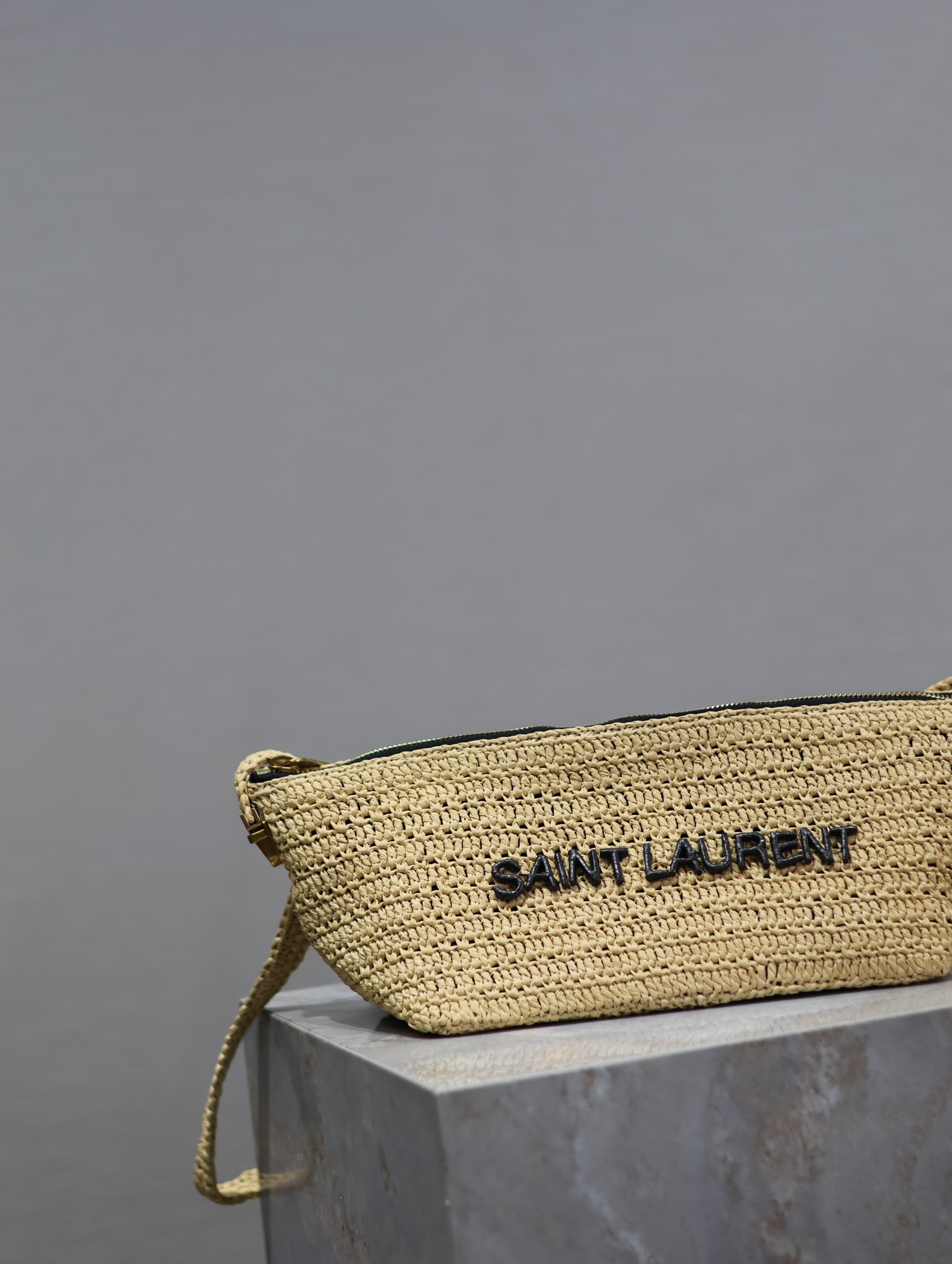 Saint Laurent Raffia Woven Crossbody Bag