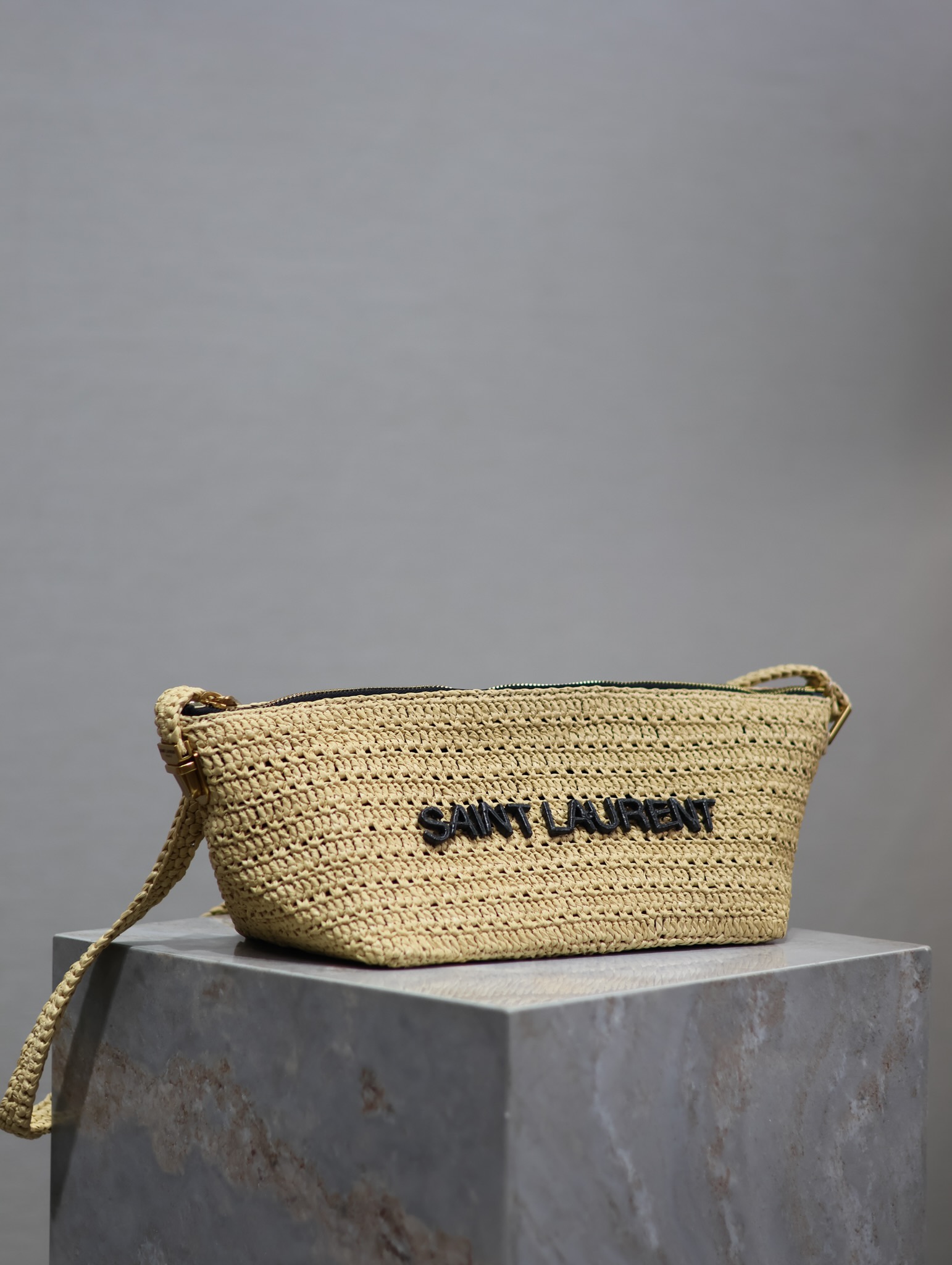 Saint Laurent Raffia Woven Crossbody Bag