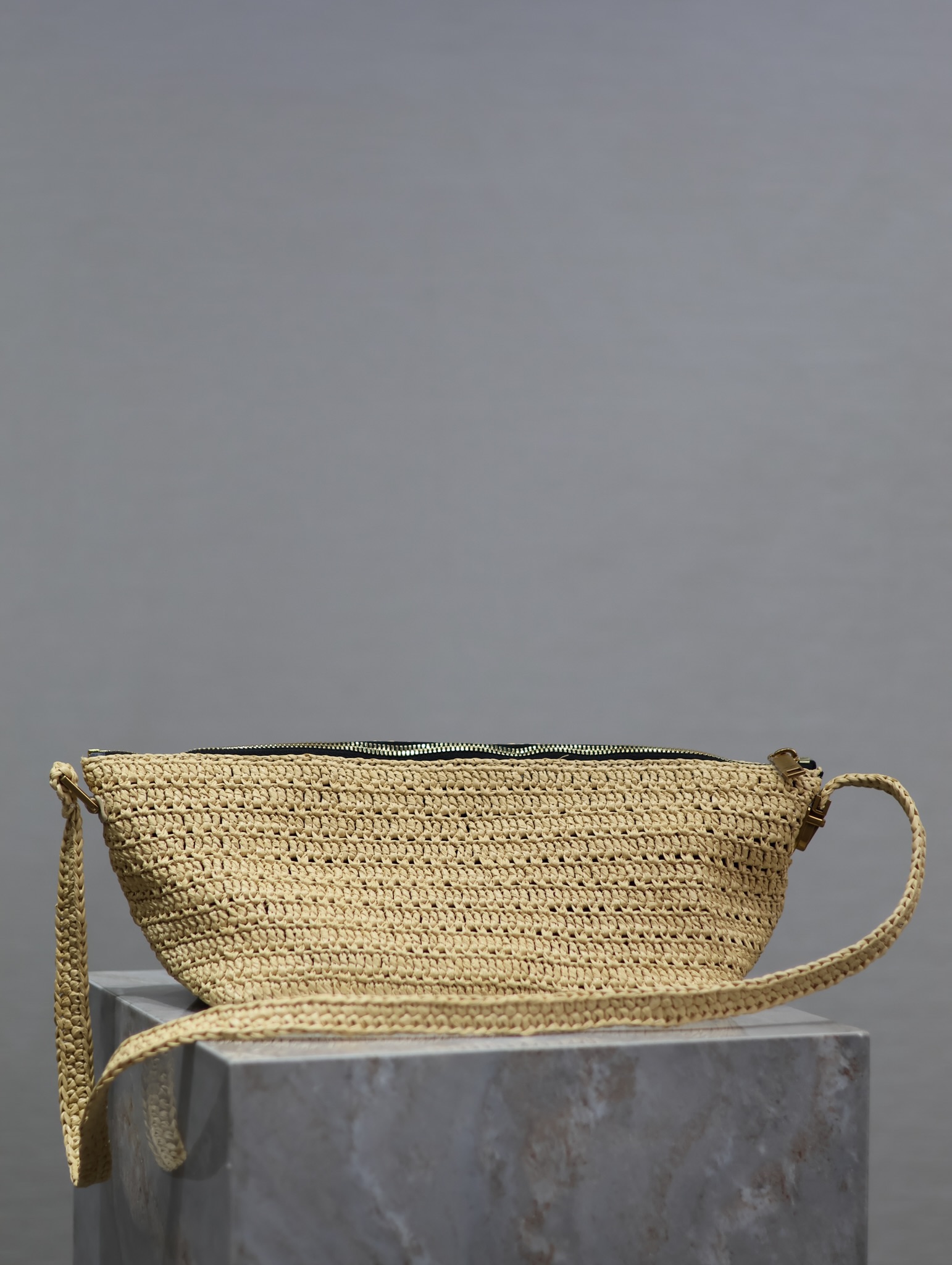 Saint Laurent Raffia Woven Crossbody Bag