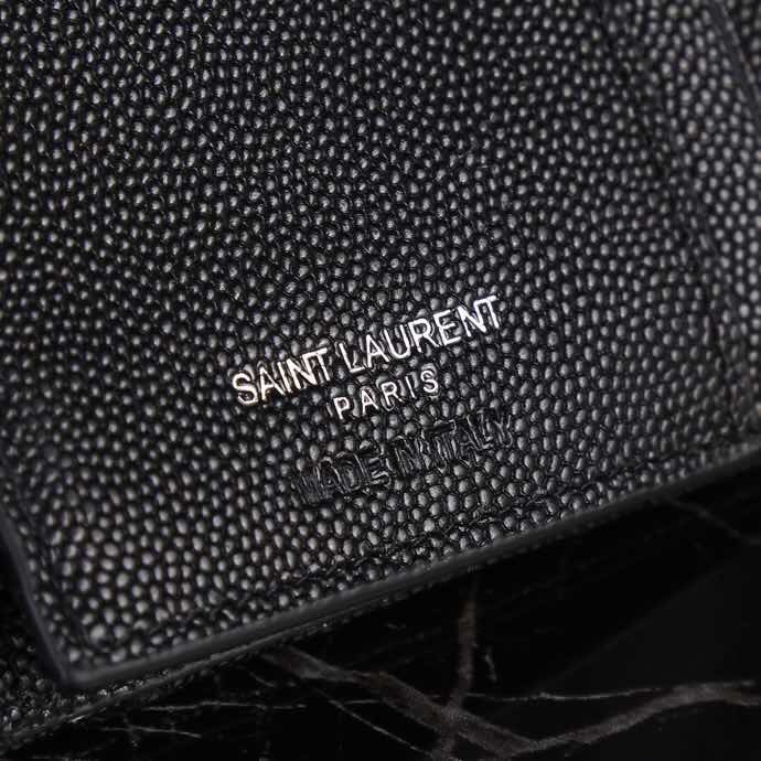 Saint Laurent YSL SLP Tri-Fold Wallet in Black Caviar with Black Hardware