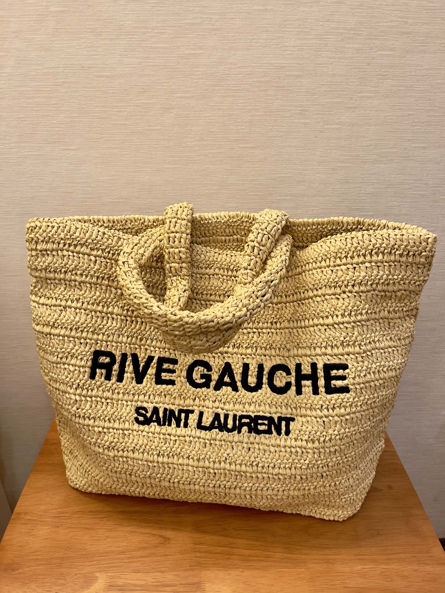 Saint Laurent YSL River Gauche Tote Bag in Raffia Crochet