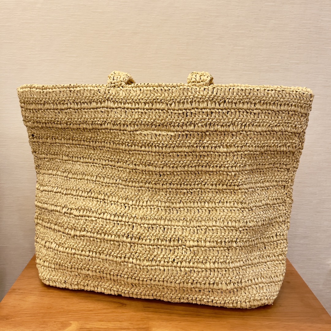 Saint Laurent YSL River Gauche Tote Bag in Raffia Crochet