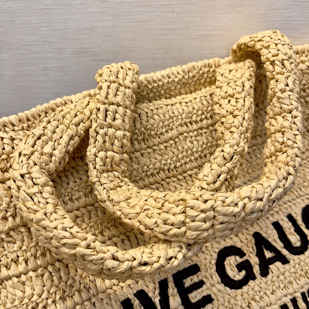 Saint Laurent YSL River Gauche Tote Bag in Raffia Crochet