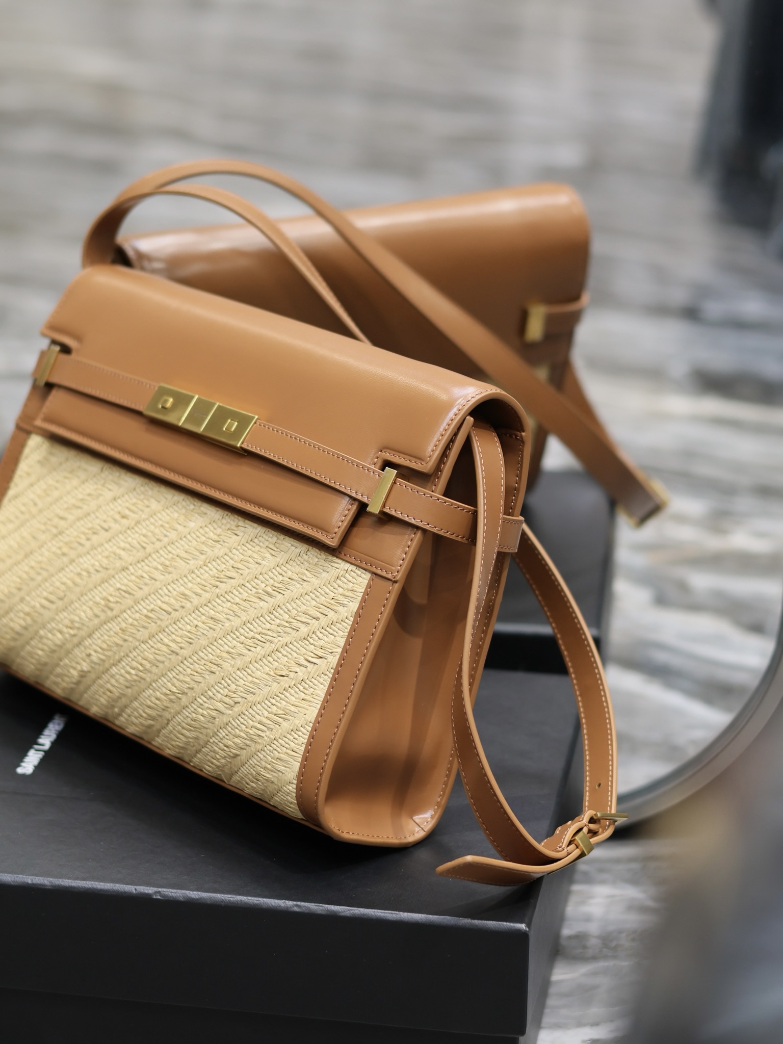 Saint Laurent Manhattan Flap Bag in Earthy Yellow