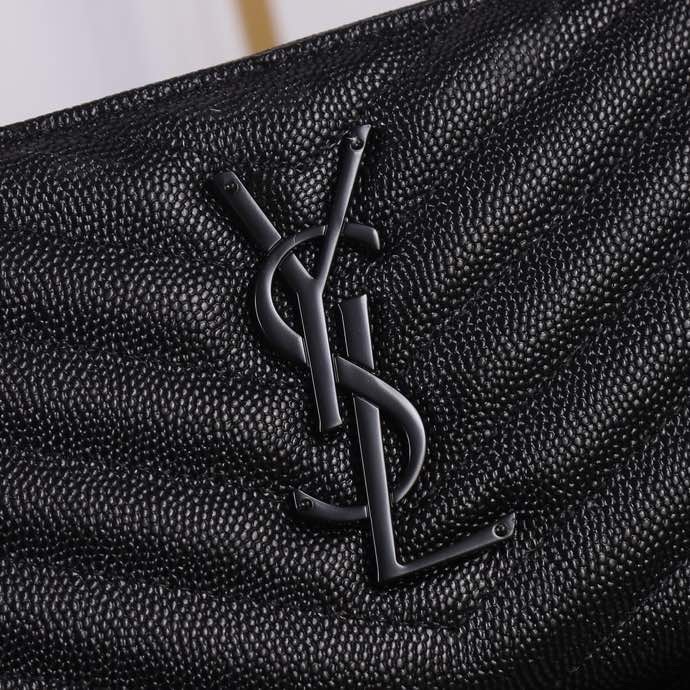 Saint Laurent YSL V-Line Single Zipper Wallet