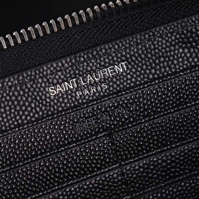 Saint Laurent YSL V-Line Single Zipper Wallet