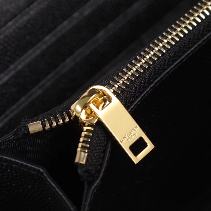 Saint Laurent YSL V-Line Single Zipper Wallet