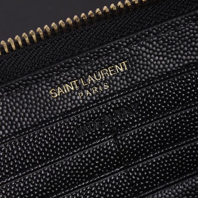 Saint Laurent YSL V-Line Single Zipper Wallet