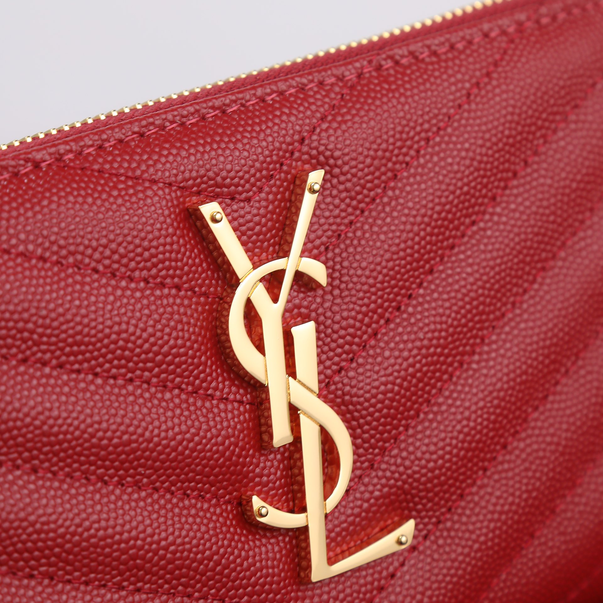 Saint Laurent YSL V-Line Single Zipper Wallet