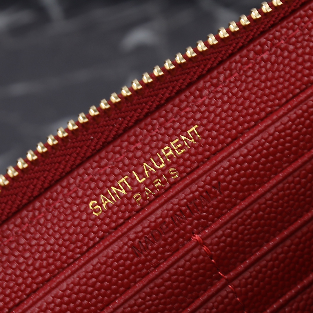 Saint Laurent YSL V-Line Single Zipper Wallet