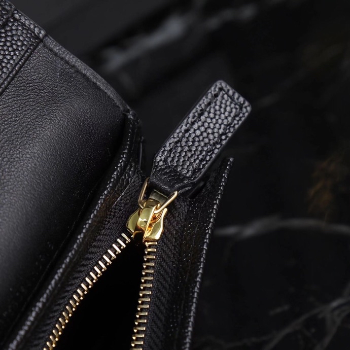 Saint Laurent YSL Caviar Short Wallet in Caviar Black with Gold Hardware