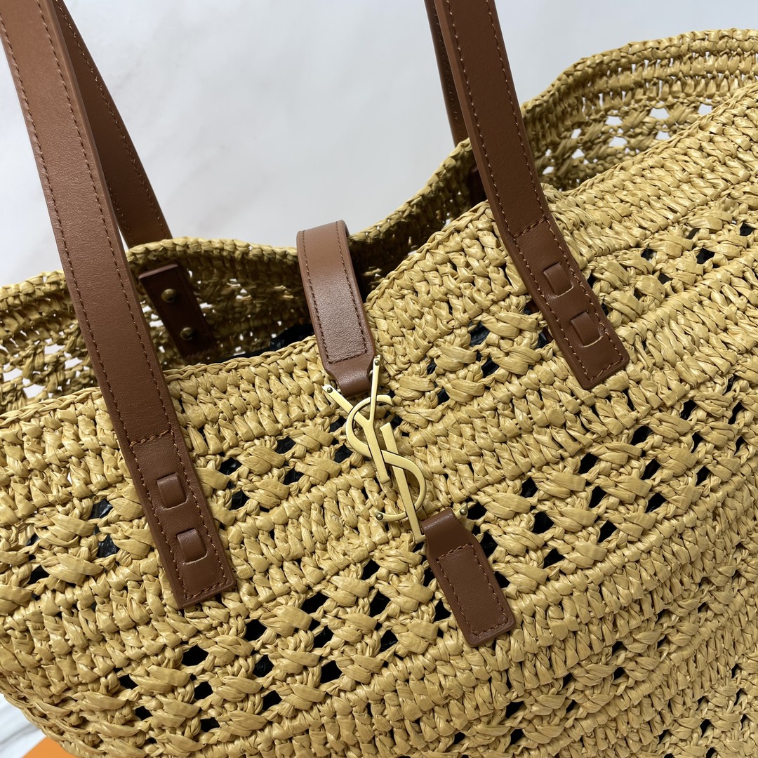 Saint Laurent YSL PANIER Hollow Woven Raffia Tote Bag