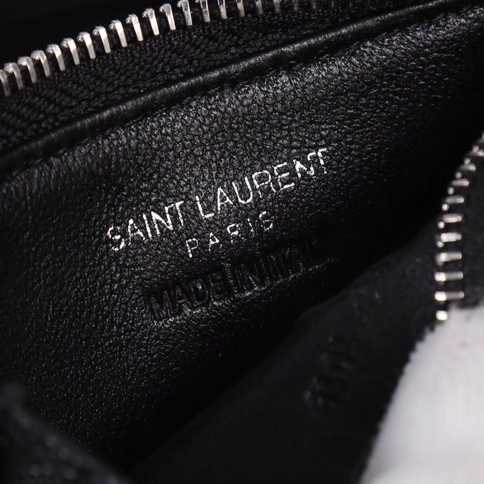 Saint Laurent New Caviar Leather Card Holder in Black with Silver Hardware