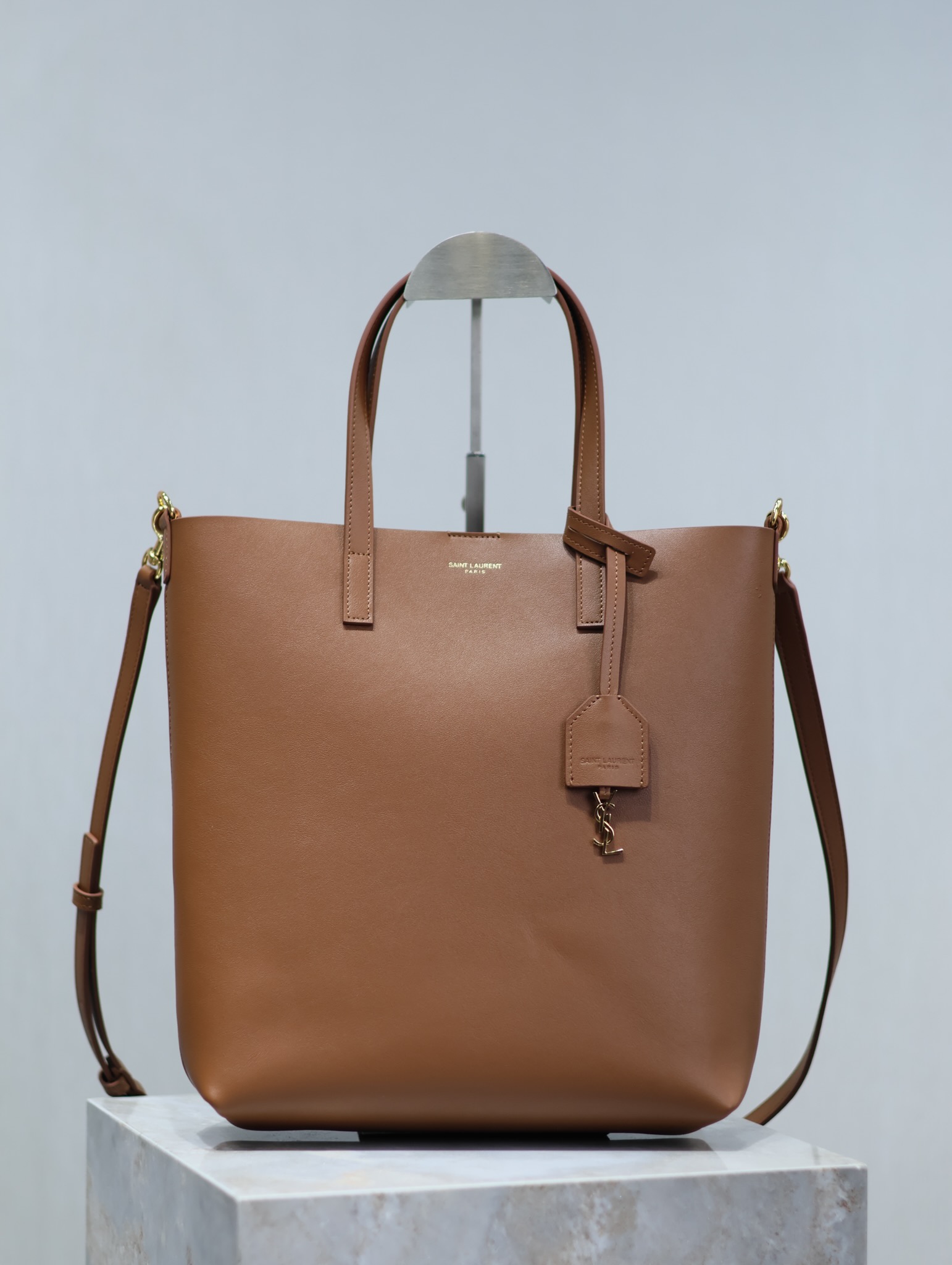 Saint Laurent Shopping Tote Bag Caramel (Vertical Style with Shoulder Strap)