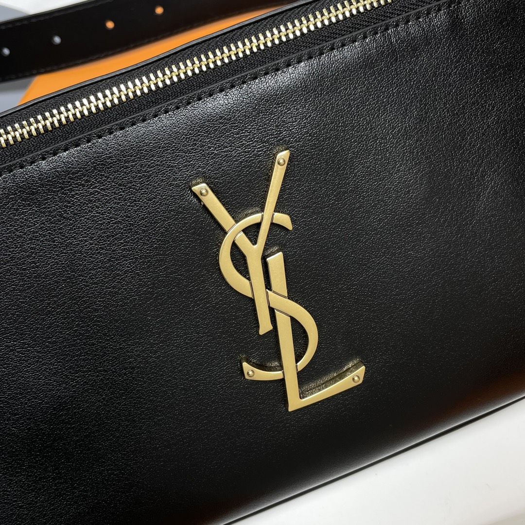 Saint Laurent Classic Black Leather Waist and Chest Bag