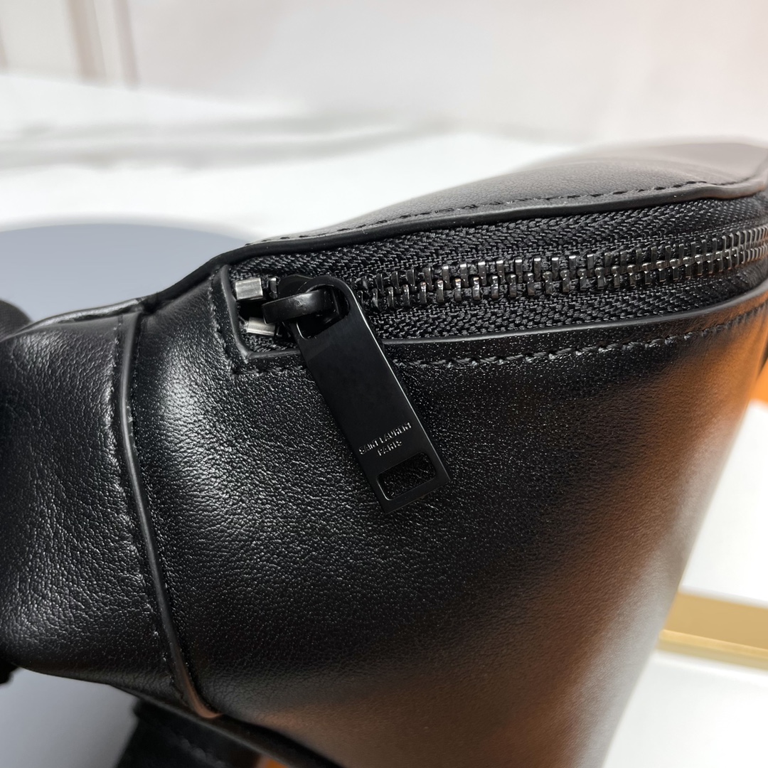 Saint Laurent Classic Black Leather Waist and Chest Bag