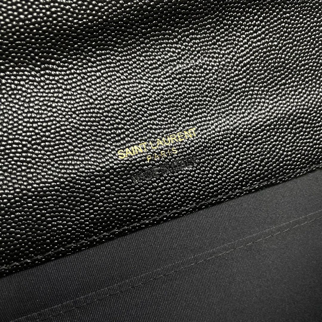 Saint Laurent Monogram Black Caviar Leather Envelope Clutch