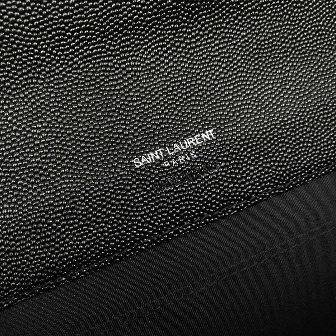 Saint Laurent Monogram Black Caviar Leather Envelope Clutch