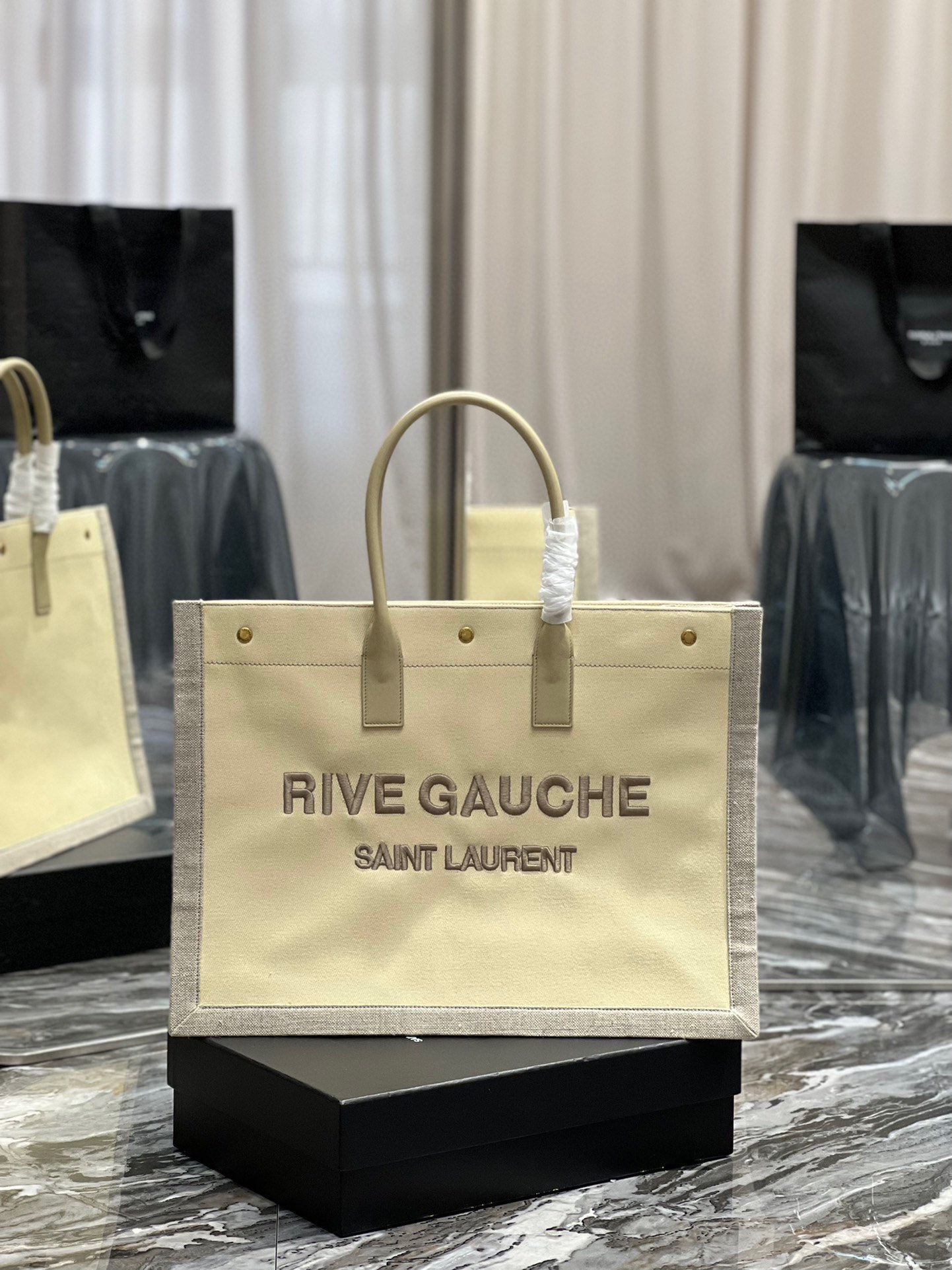 Saint Laurent Rive Gauche Linen Shopping Bag