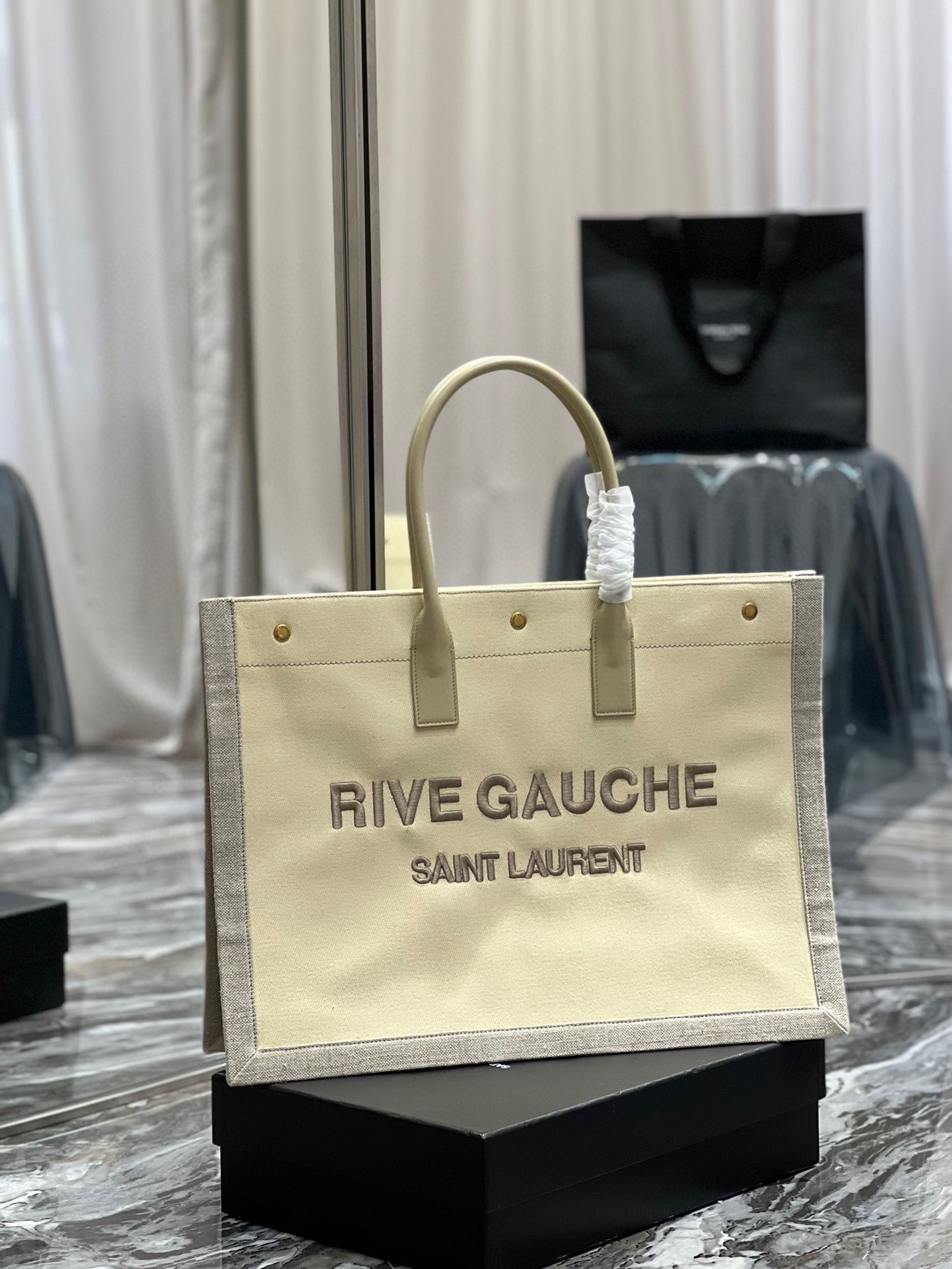 Saint Laurent Rive Gauche Linen Shopping Bag