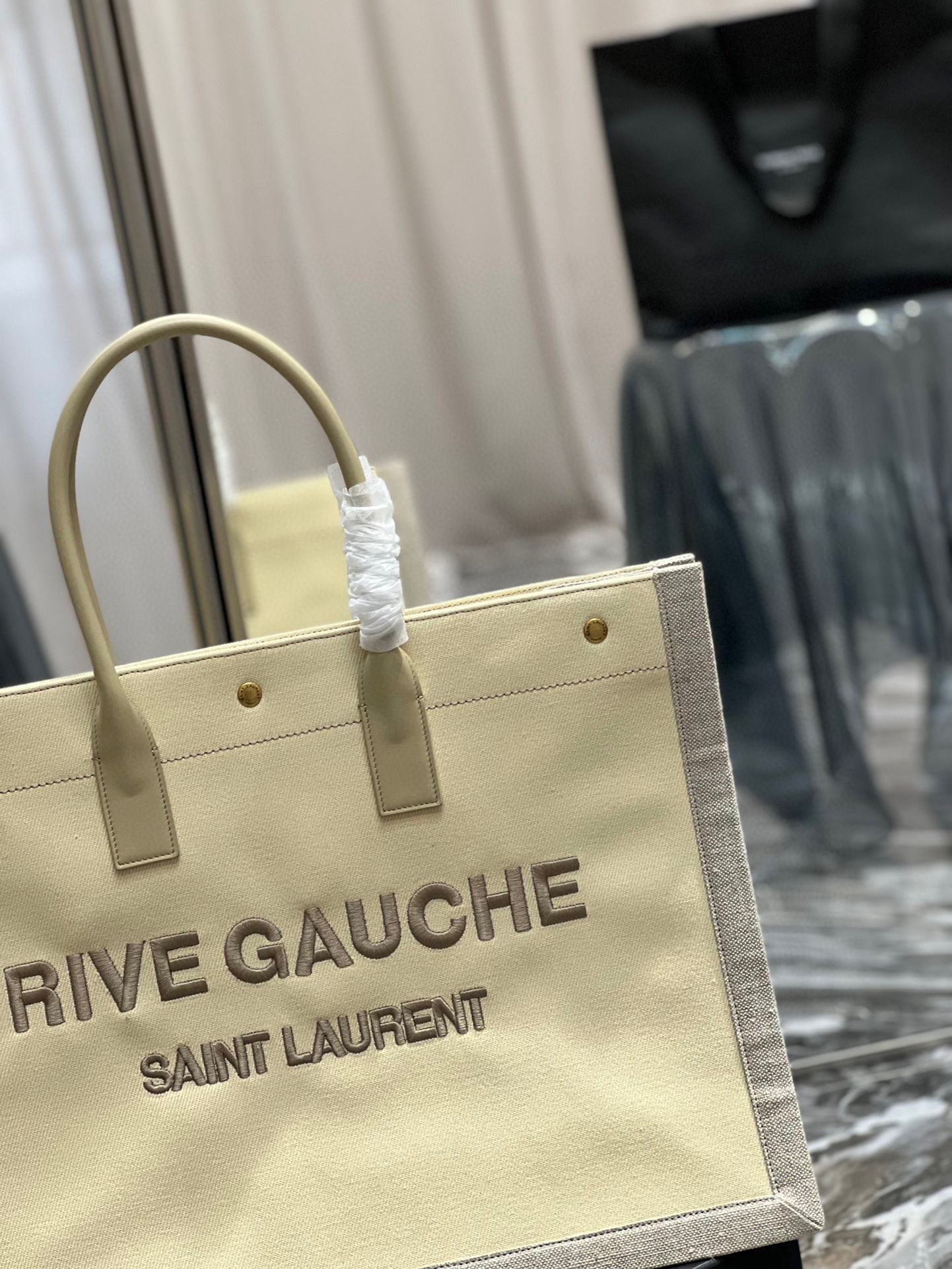 Saint Laurent Rive Gauche Linen Shopping Bag