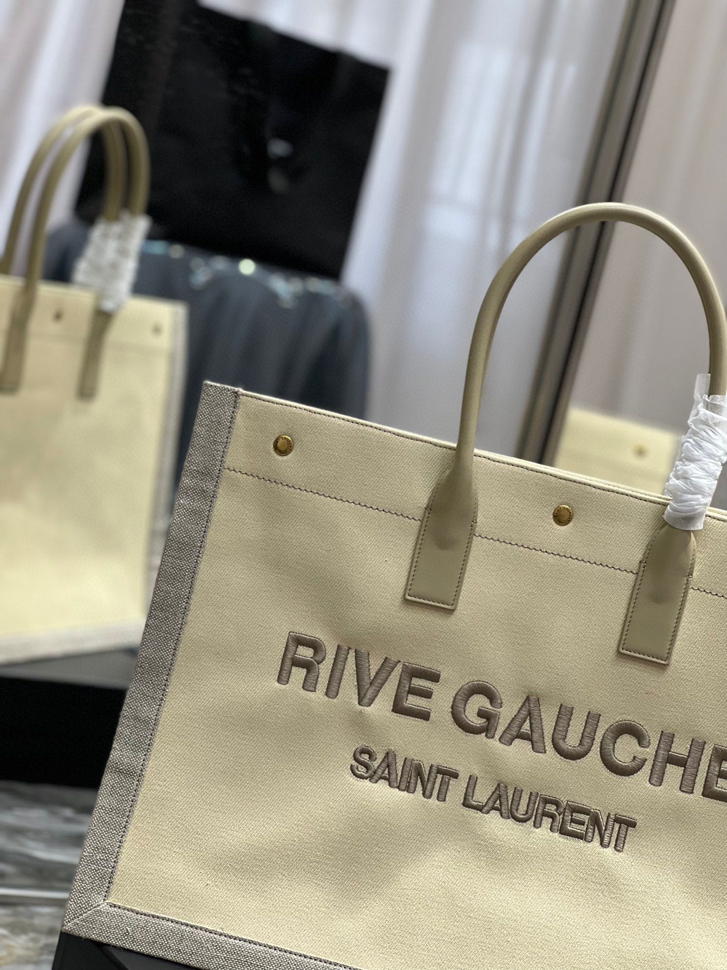 Saint Laurent Rive Gauche Linen Shopping Bag