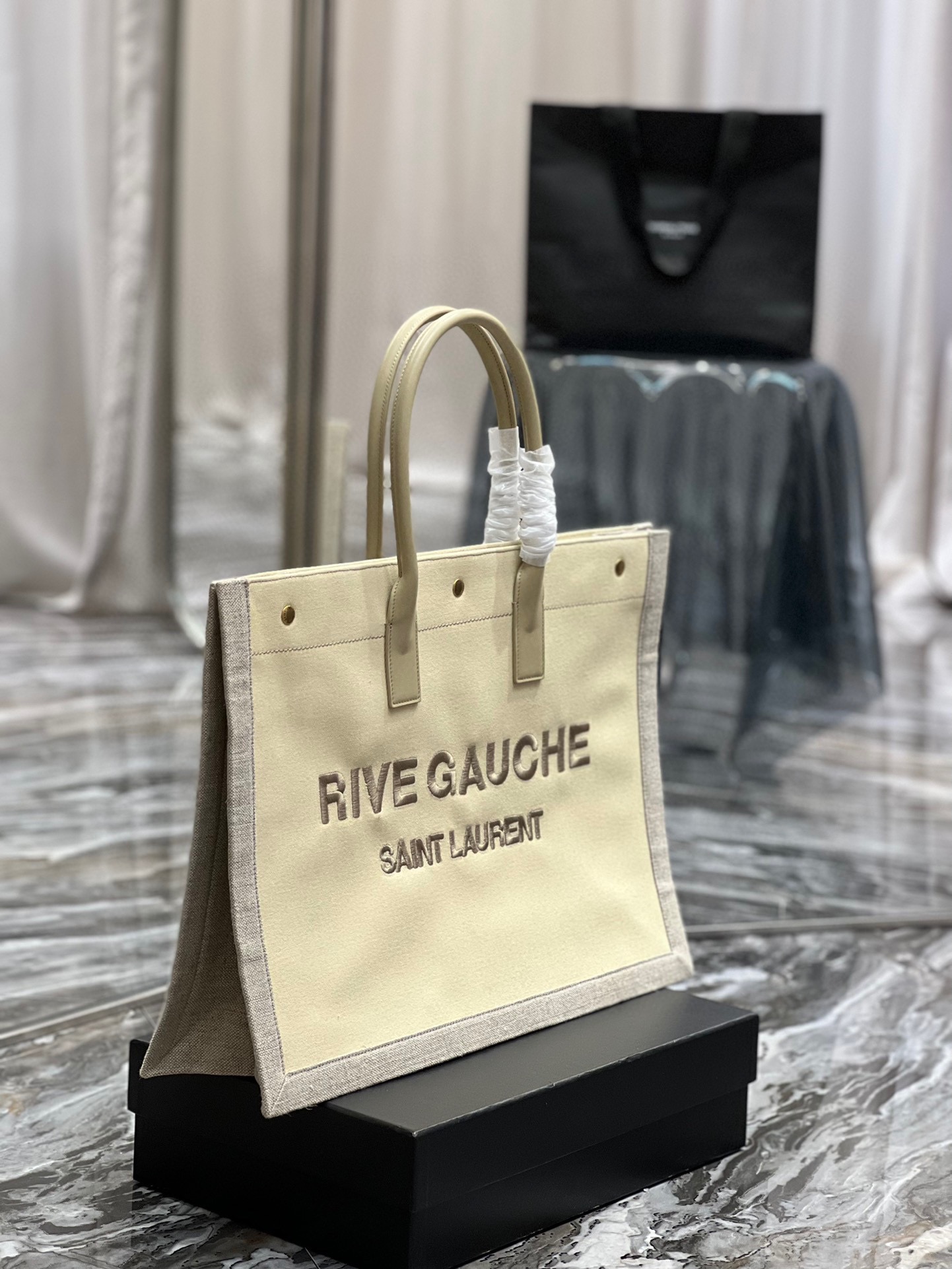 Saint Laurent Rive Gauche Linen Shopping Bag