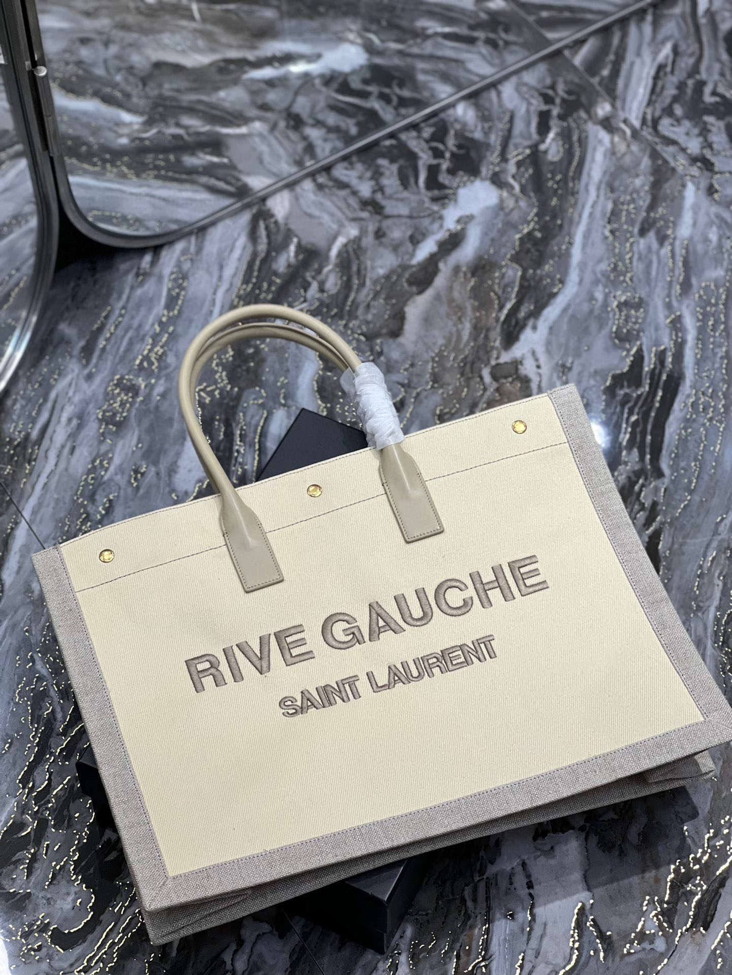 Saint Laurent Rive Gauche Linen Shopping Bag