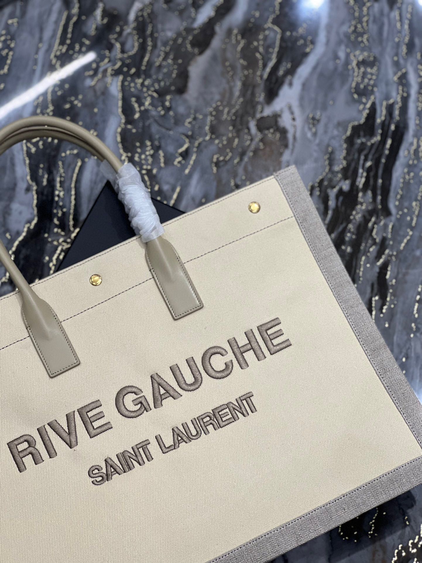 Saint Laurent Rive Gauche Linen Shopping Bag