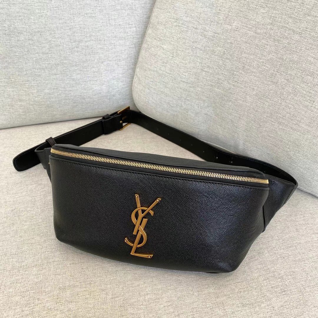 Saint Laurent YSL Classic Leather Waist Bag Black with Gold Hardware