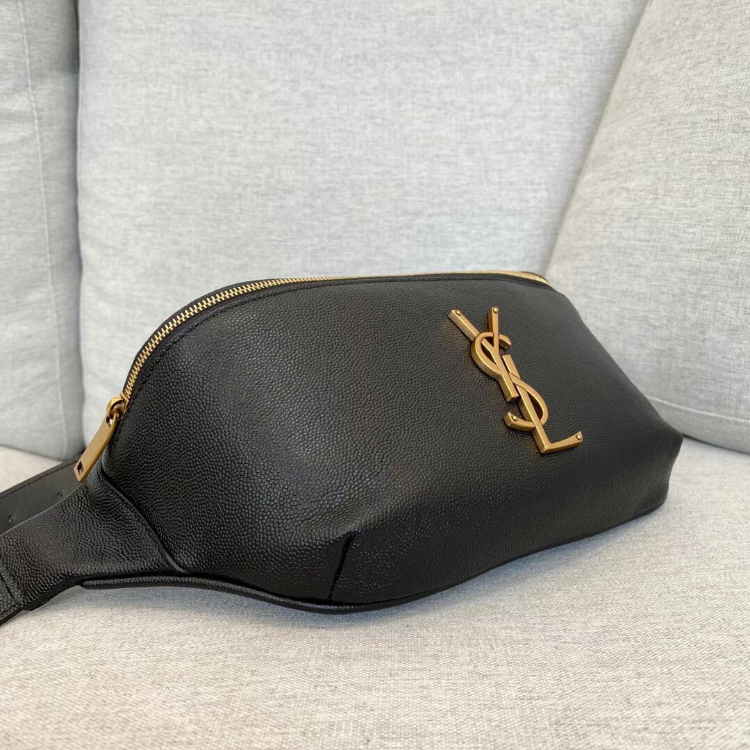 Saint Laurent YSL Classic Leather Waist Bag Black with Gold Hardware