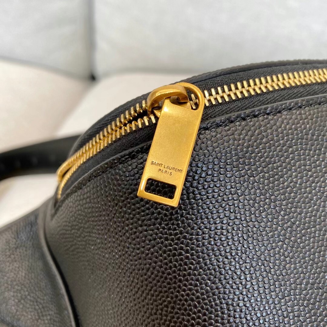 Saint Laurent YSL Classic Leather Waist Bag Black with Gold Hardware