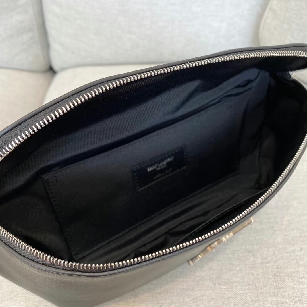 Saint Laurent YSL Classic Leather Waist Bag Black with Silver Hardware