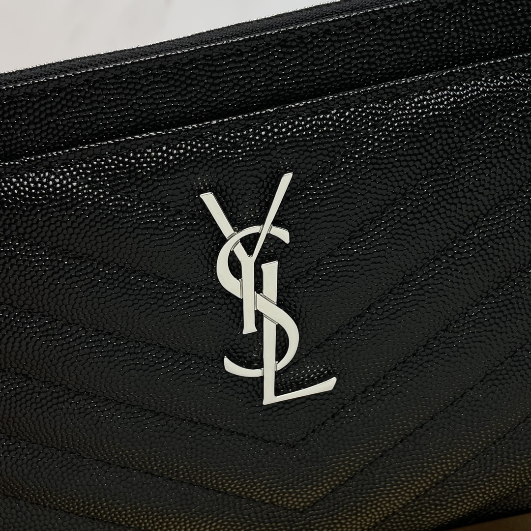 Saint Laurent YSL Caviar Leather Zip Clutch