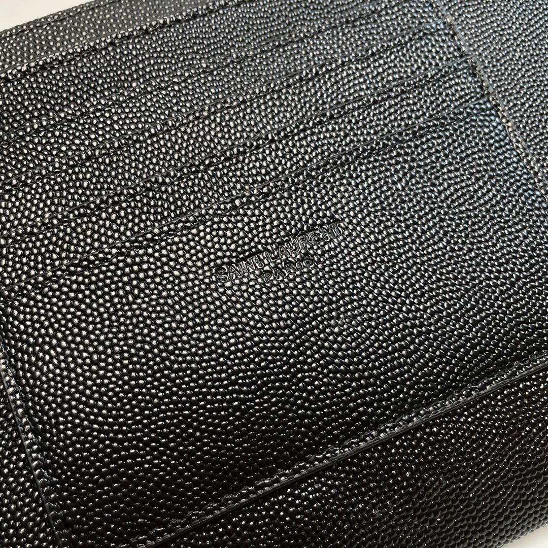 Saint Laurent YSL Caviar Leather Zip Clutch