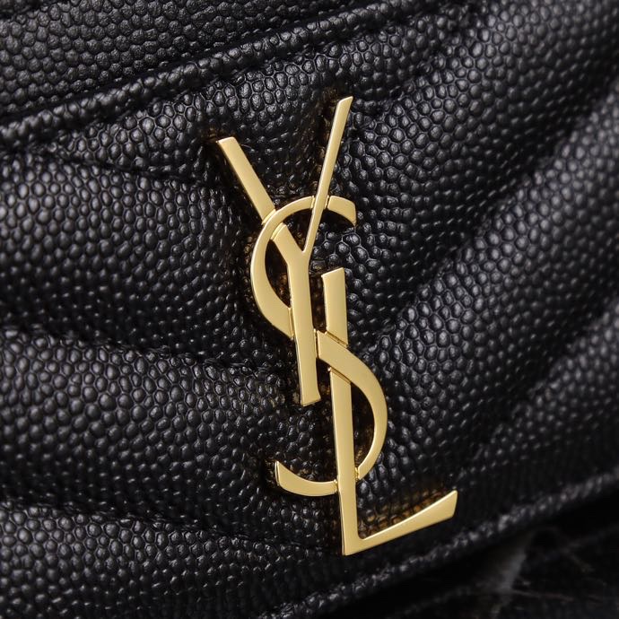 Saint Laurent YSL SLP Card Holder in Black with Gold Hardware