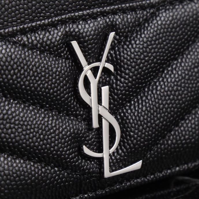 Saint Laurent YSL SLP Card Holder in Black with Silver Hardware