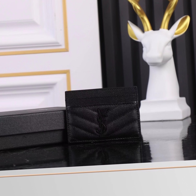 Saint Laurent YSL SLP Card Holder in Black with Black Hardware