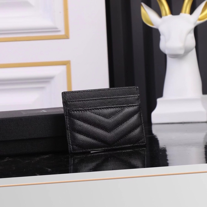 Saint Laurent YSL SLP Card Holder in Black with Black Hardware