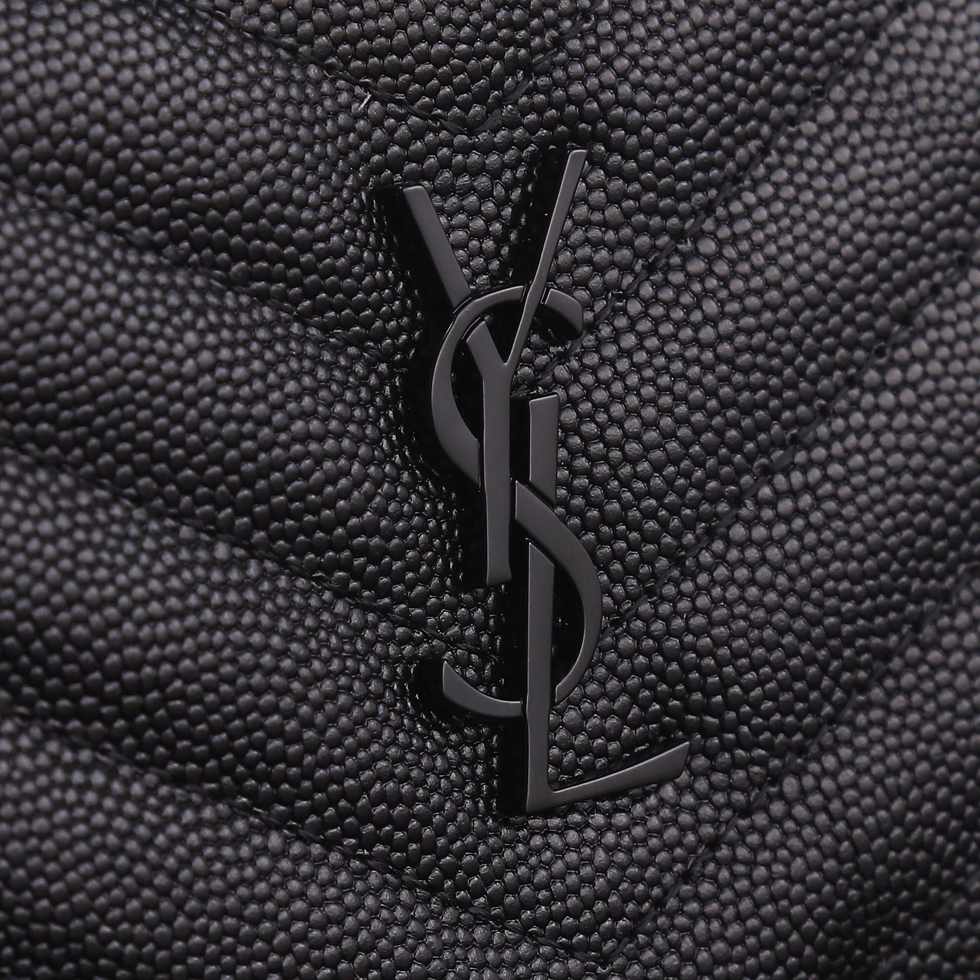 Saint Laurent YSL Caviar Card Holder in Black with Black Hardware