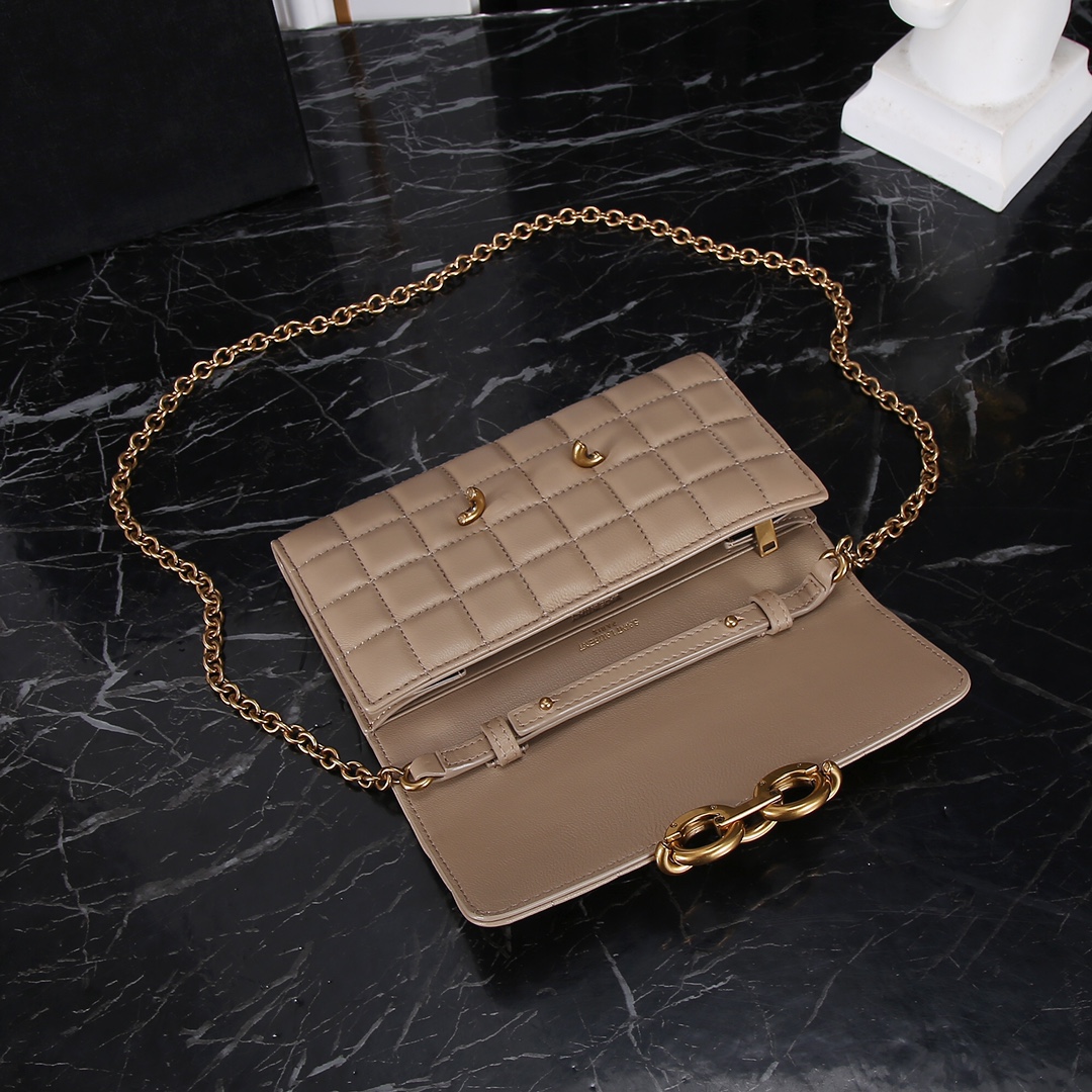 Saint Laurent YSL LE MAILLON Quilted Lambskin Chain Bag with Gold Hardware