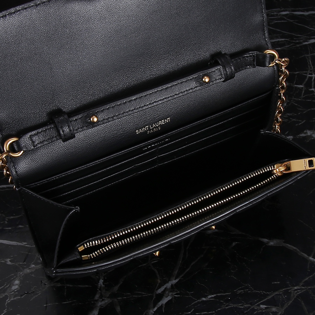 Saint Laurent YSL LE MAILLON Quilted Lambskin Chain Bag with Gold Hardware