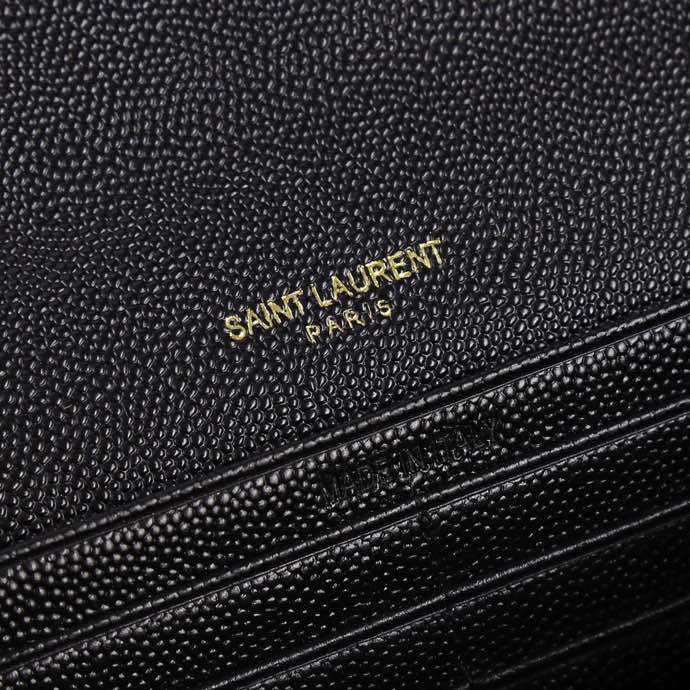 Saint Laurent YSL Caviar Card Holder in Black with Gold Hardware