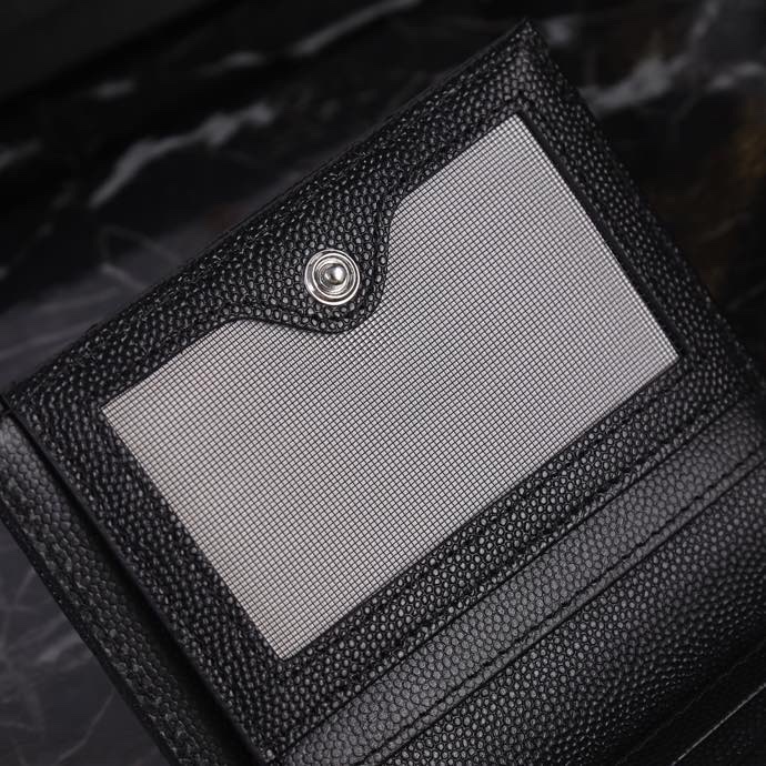 Saint Laurent YSL Caviar Card Holder in Black with Silver Hardware