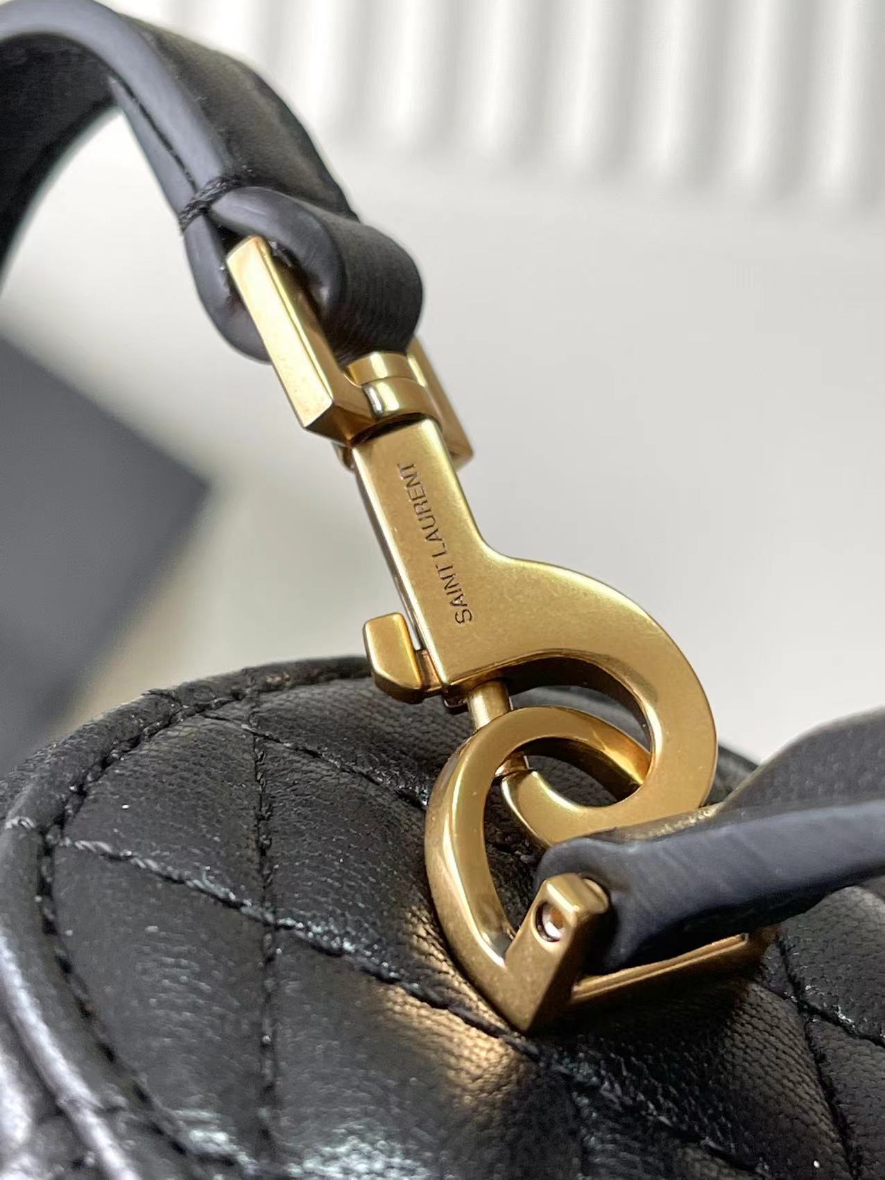 Saint Laurent YSL 2024 Mini Gaby Bag in Black Lambskin with Gold Hardware