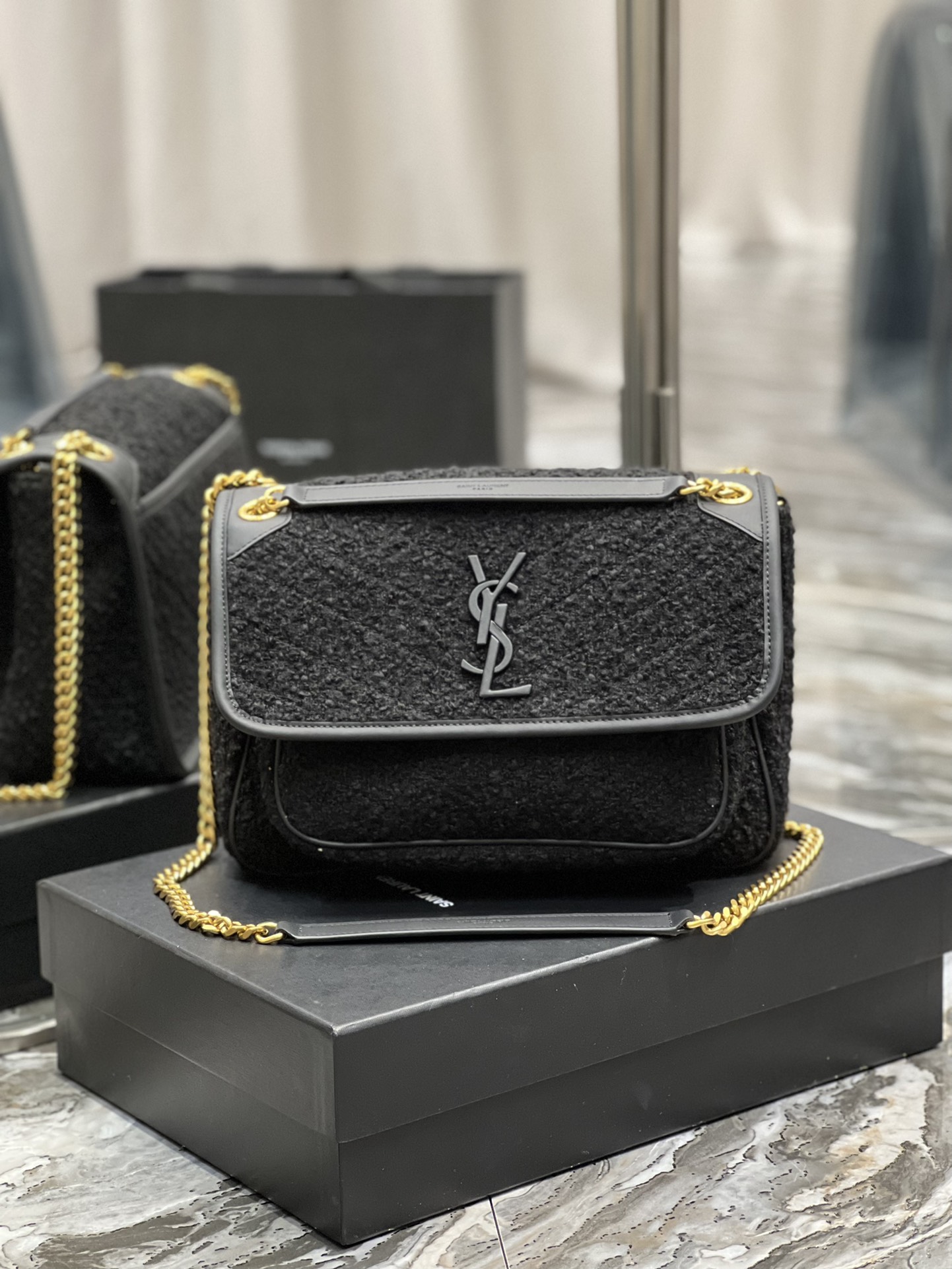 Saint Laurent YSL Niki Denim and Leather Bag - Spring/Summer Collection