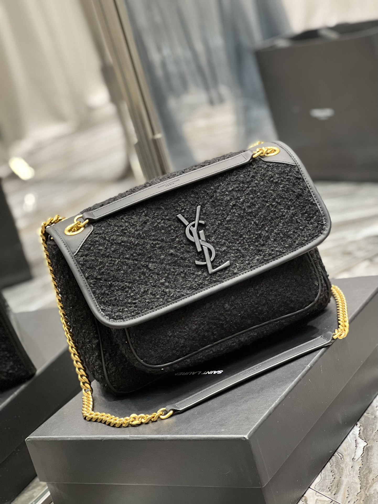 Saint Laurent YSL Niki Denim and Leather Bag - Spring/Summer Collection